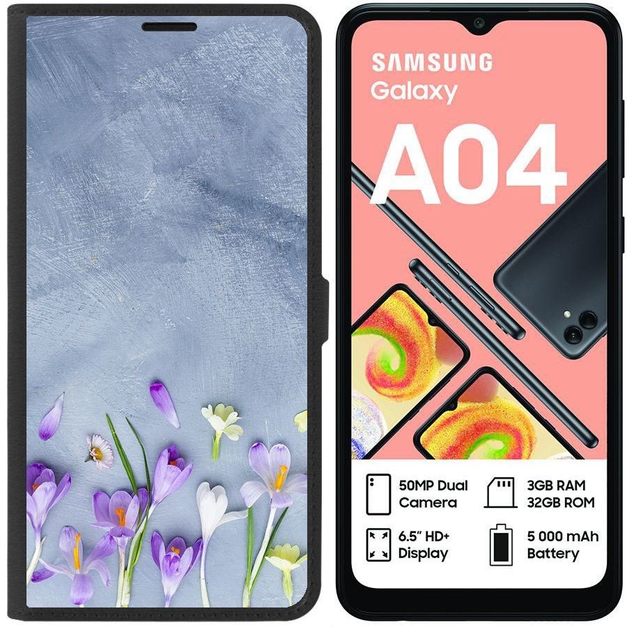 Чехол-книжка Eco для Samsung Galaxy A04 (A045) Цветочное настроение (черный)