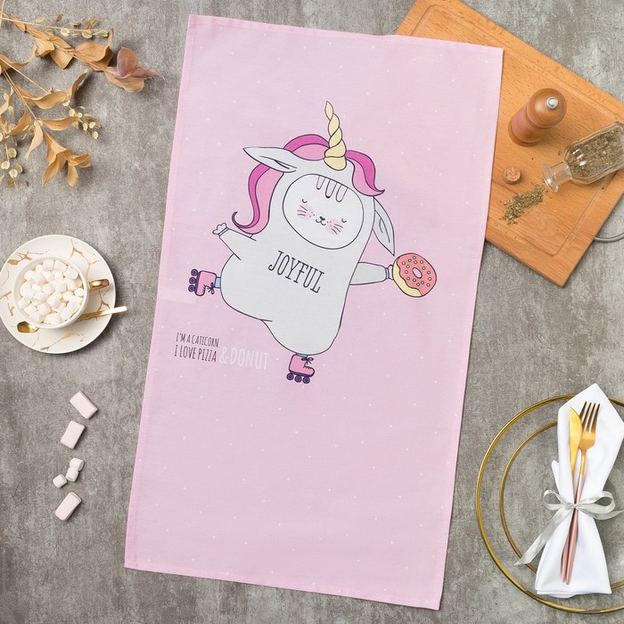 

Полотенце Этель Caticorn 40х73 , 100% хлопок, саржа 190 г/м2, Розовый