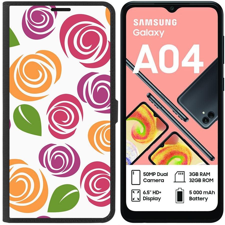 

Чехол-книжка Eco для Samsung Galaxy A04 (A045) Цветочный паттерн 6 (черный)