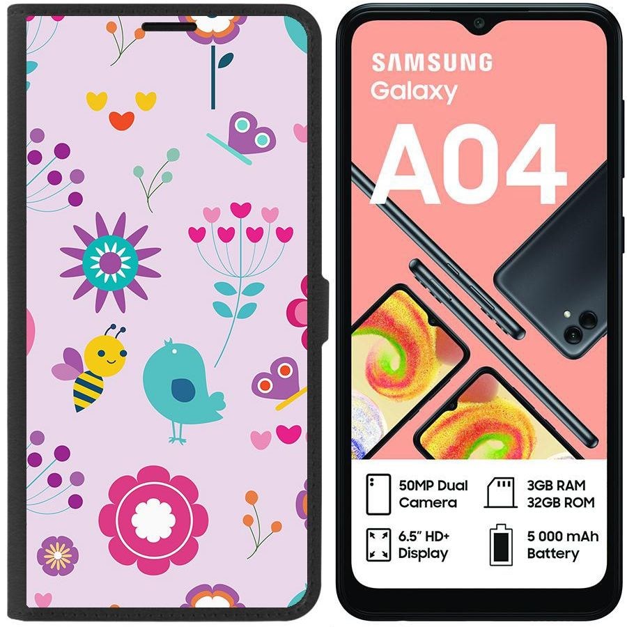 

Чехол-книжка Eco для Samsung Galaxy A04 (A045) Цветочный паттерн 8 (черный)