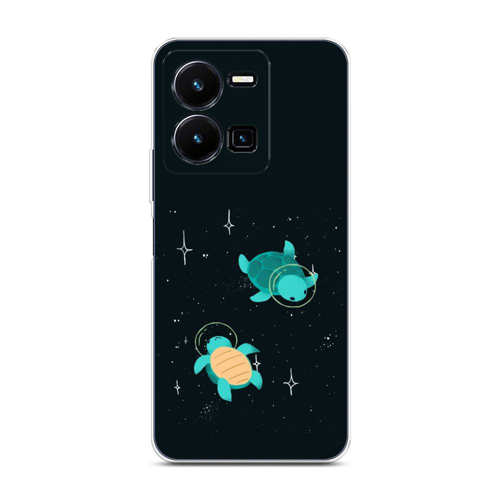 

Чехол Awog на Vivo Y35 4G / Виво Y35 4G "Черепашки космонавты", Черный;синий