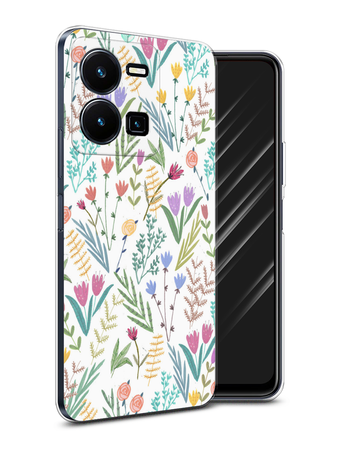 

Чехол Awog на Vivo Y35 4G / Виво Y35 4G "Полевые цветы рисунок", Белый;зеленый