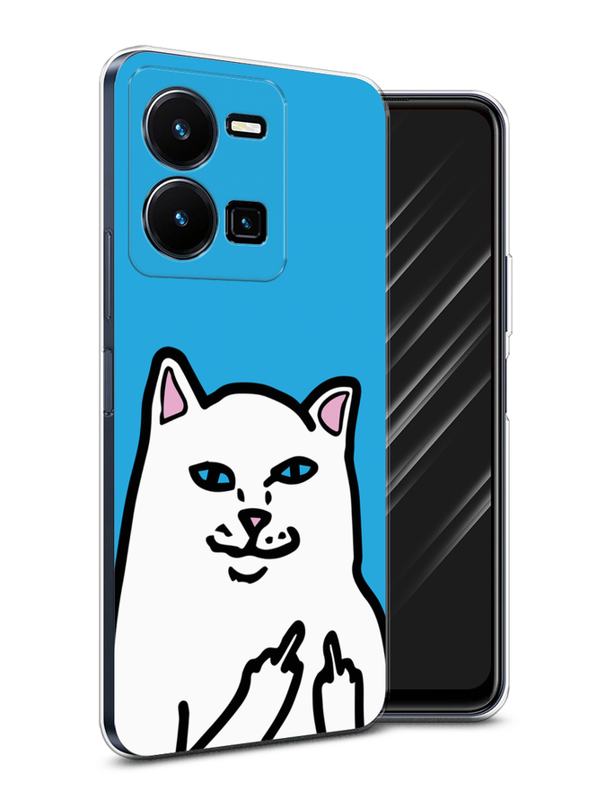 

Чехол Awog на Vivo Y35 4G / Виво Y35 4G "Кот жесть", Белый;голубой;черный