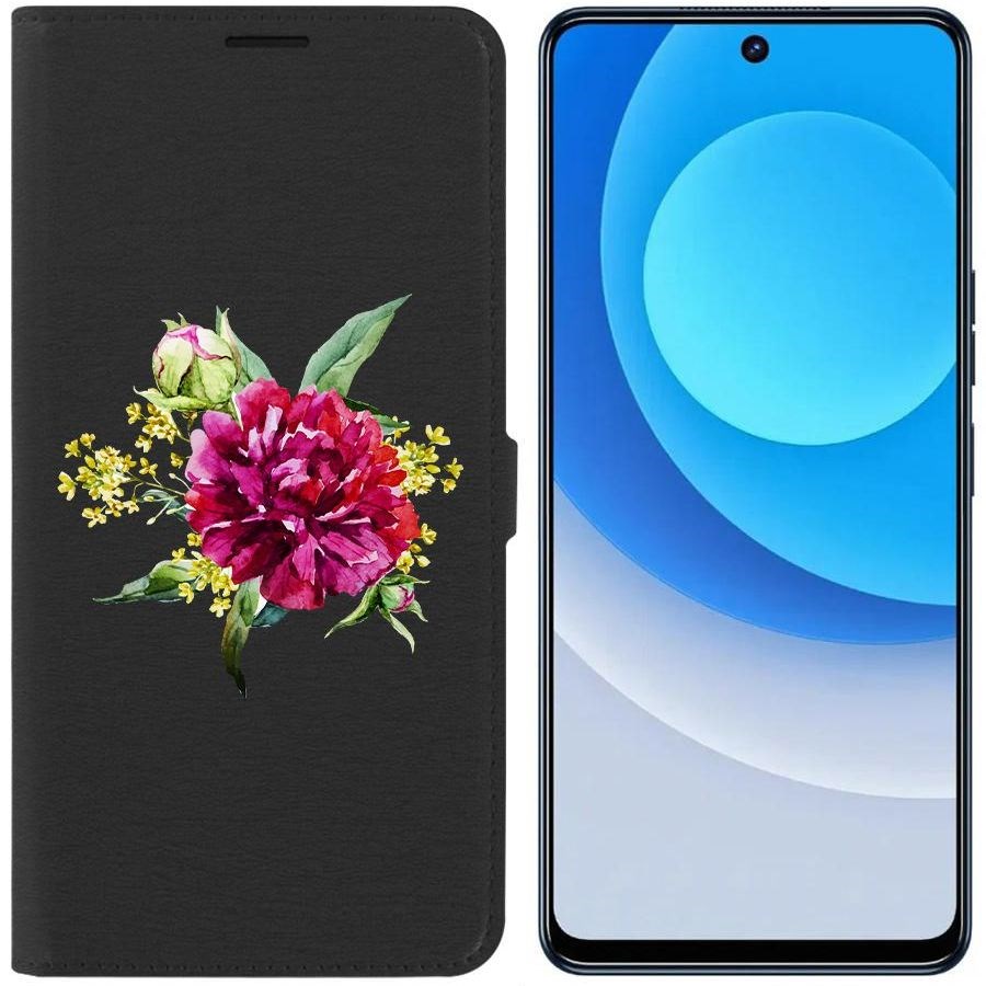 

Чехол-книжка Eco для Tecno Camon 19 Цветочная акварель (черный)
