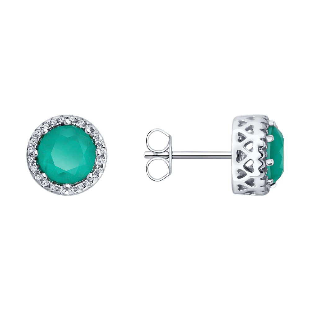 

Серьги из серебра SOKOLOV 92025255-91, ситалл искусственный/фианит, 92025255-91