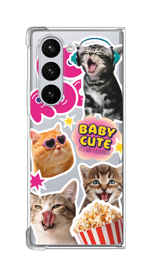 

Чехол на Samsung Galaxy Z Fold 6 "Popcorn cats", Серый;коричневый;розовый, 2109850-1