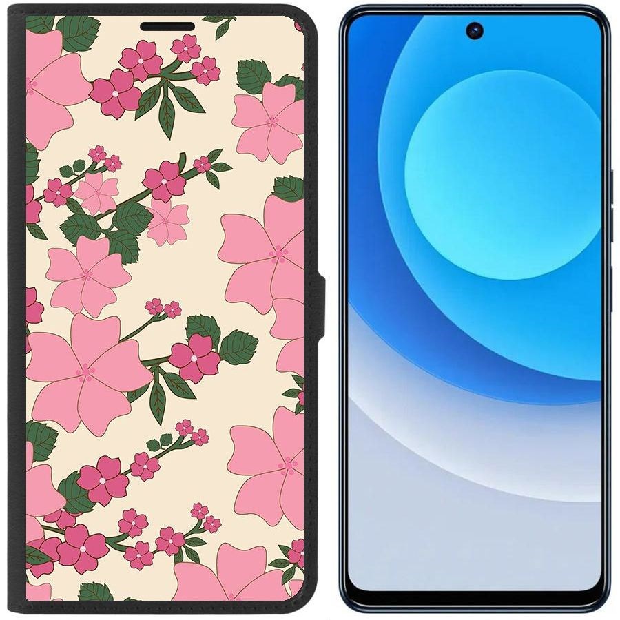 

Чехол-книжка Eco для Tecno Camon 19 Цветочный паттерн 1 (черный)