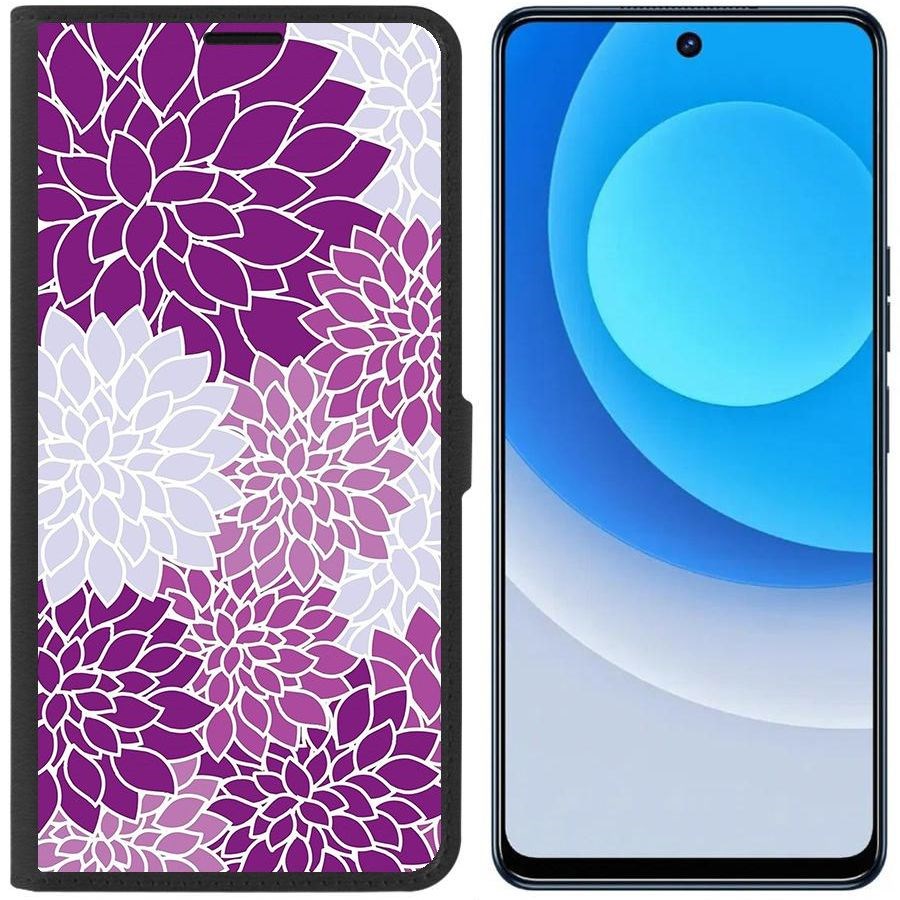 

Чехол-книжка Eco для Tecno Camon 19 Цветочный паттерн 2 (черный)