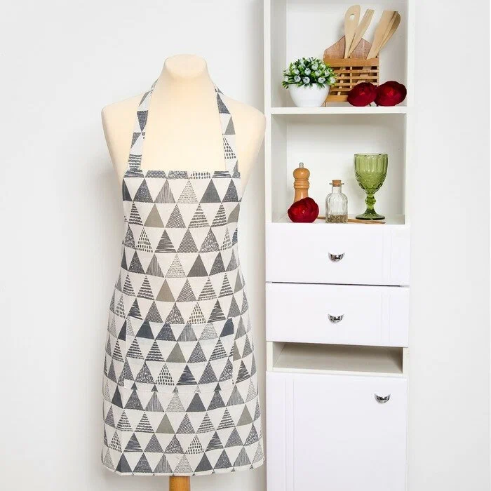 

Фартук Доляна Треугольники, 60х70 , 100%пэ, рогожка 200 гр/м, Серый