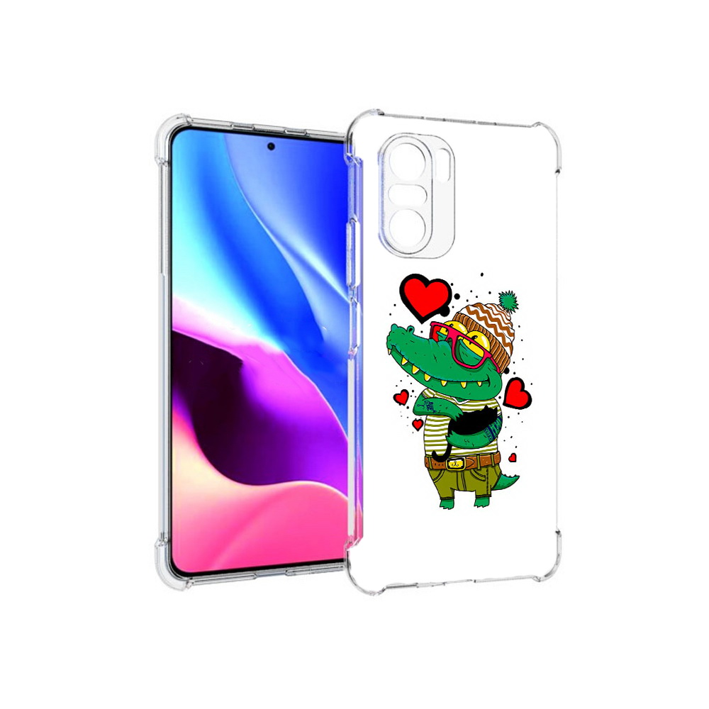 

Чехол MyPads Tocco для Xiaomi Redmi K40 Влюбленный крокодил (PT158239.260.48), Прозрачный, Tocco