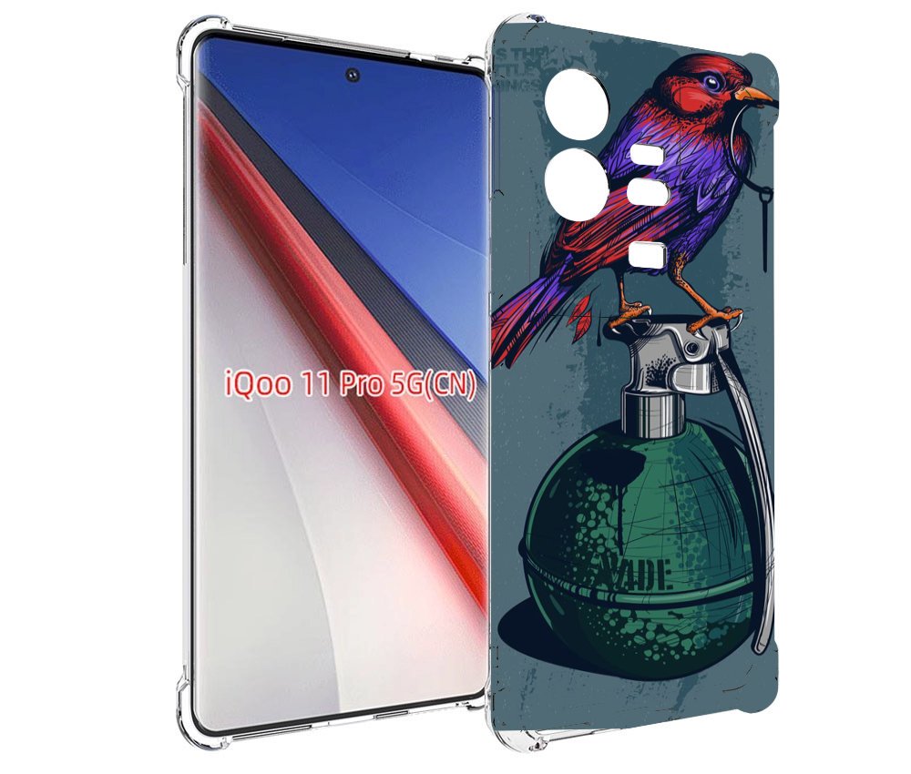 

Чехол бампер MyPads птица с гранатой для Vivo iQOO 11 Pro против..., Прозрачный, Tocco