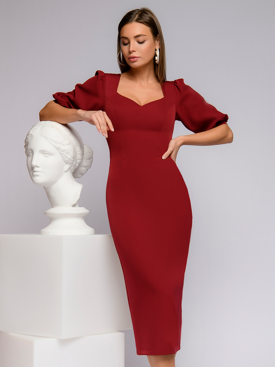 фото Платье женское 1001dress 0142101-02521 бордовое 44 ru