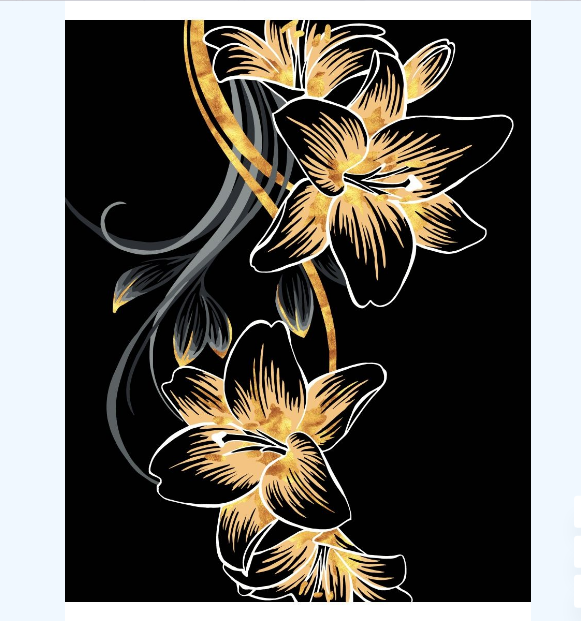 Картина по номерам с поталью 40х50 см Delart Цветы на черном