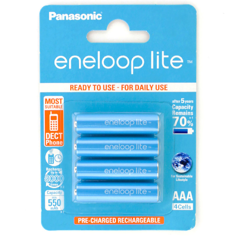 Аккумулятор PANASONIC HR03 (AAA) eneloop lite Ni-MH 550mAh предзаряженный бл/4