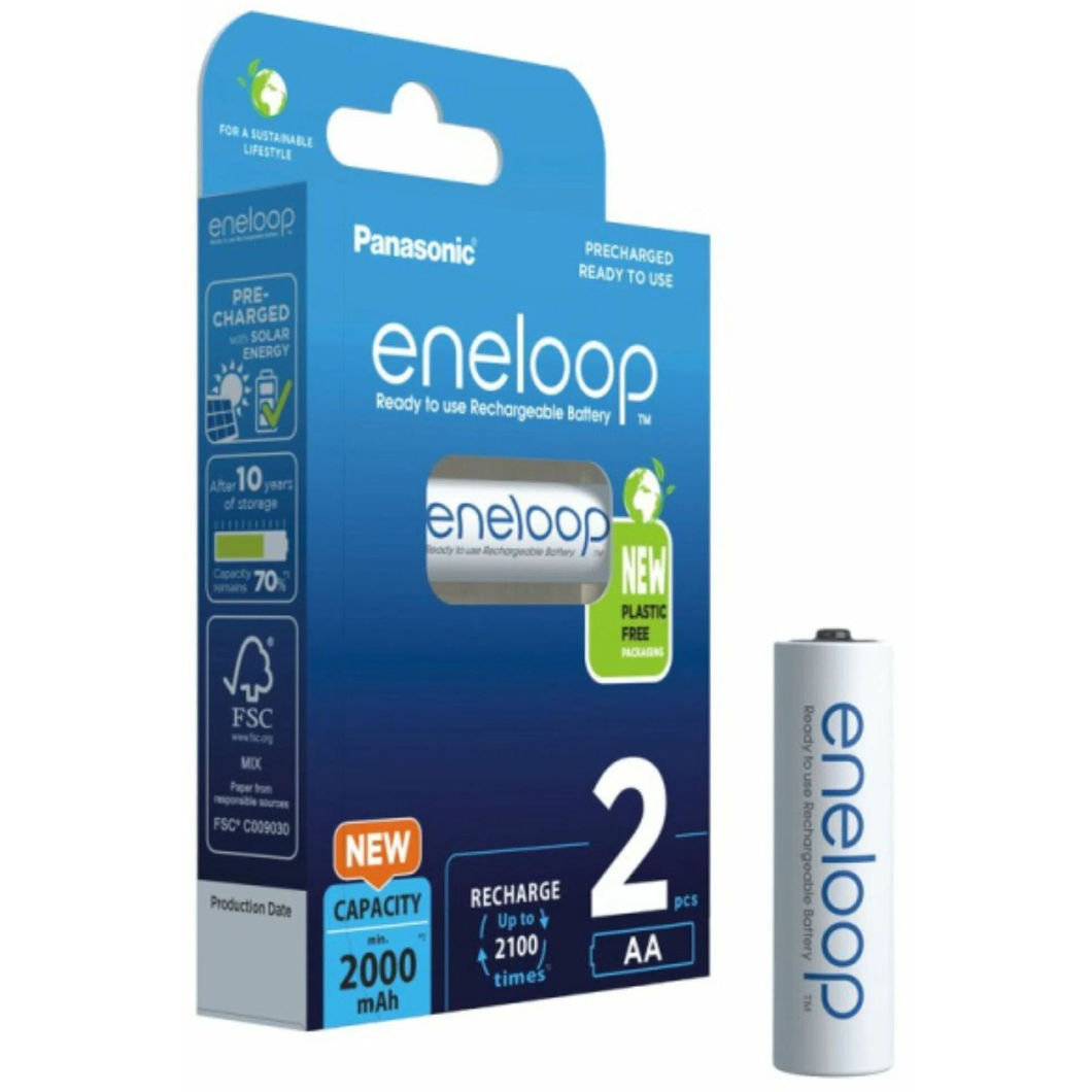 Аккумулятор PANASONIC R6 (AA) eneloop Ni-MH 2000mAh предзаряженный бл/2