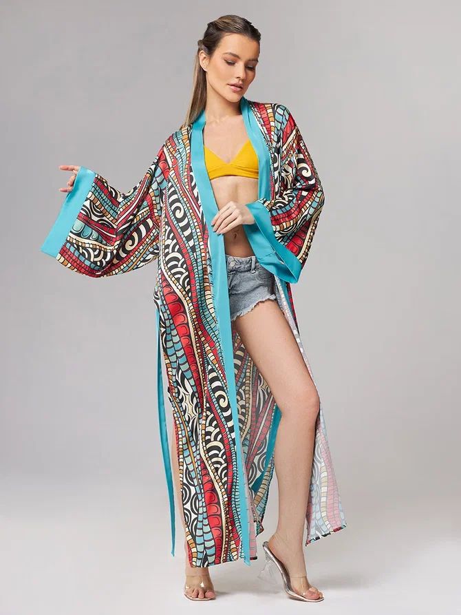 Халат женский домашний ALZA BA0031 разноцветный р.40-48 RU