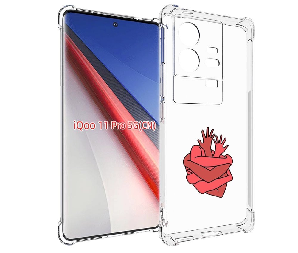 

Чехол бампер MyPads сердце из ручек для Vivo iQOO 11 Pro противо..., Прозрачный, Tocco
