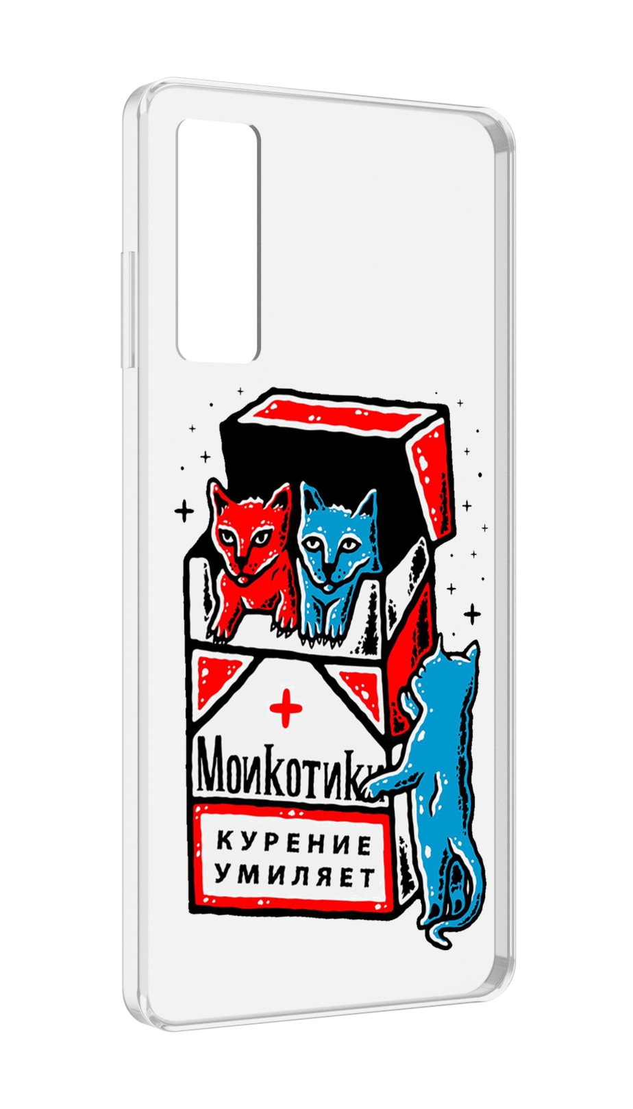 

Чехол MyPads красно-синие-коты для TCL 20 5G, Прозрачный, Tocco