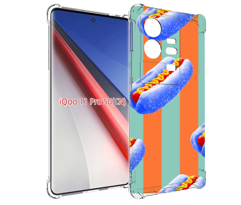 

Чехол бампер MyPads синие хотдоги для Vivo iQOO 11 Pro противоуд..., Прозрачный, Tocco