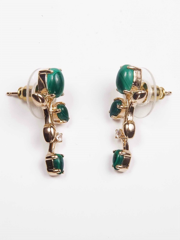 

Серьги из бижутерного сплава Lotus Jewelry 3040E-11ml, малахит/циркон, 3040E-11ml
