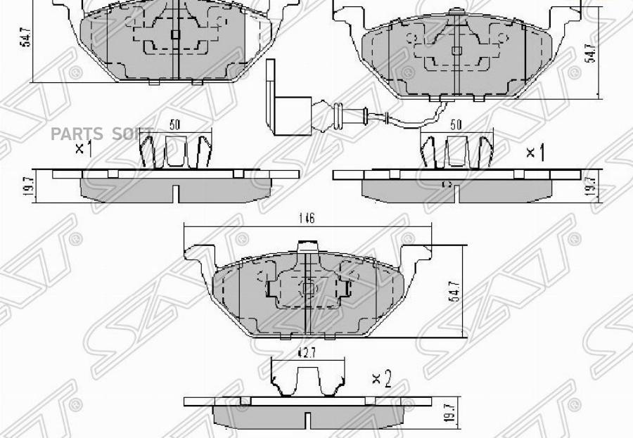 

Колодки тормозные перед VW POLO 10- AUDI A1 11- SKODA FABIA 07- SAT STJZW698151