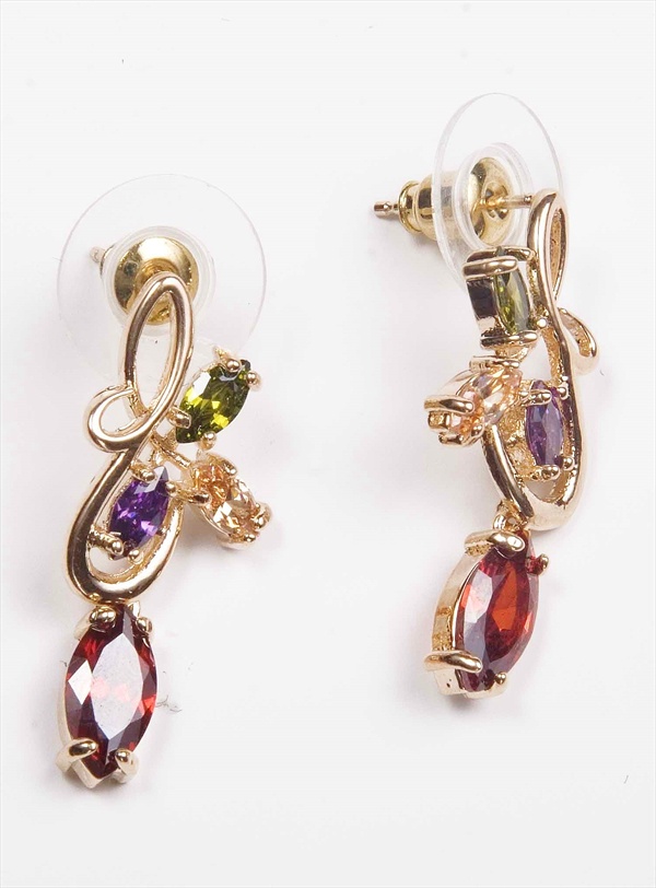 

Серьги подвески из бижутерного сплава Lotus Jewelry 3041E-04mix, фианит, 3041E-04mix