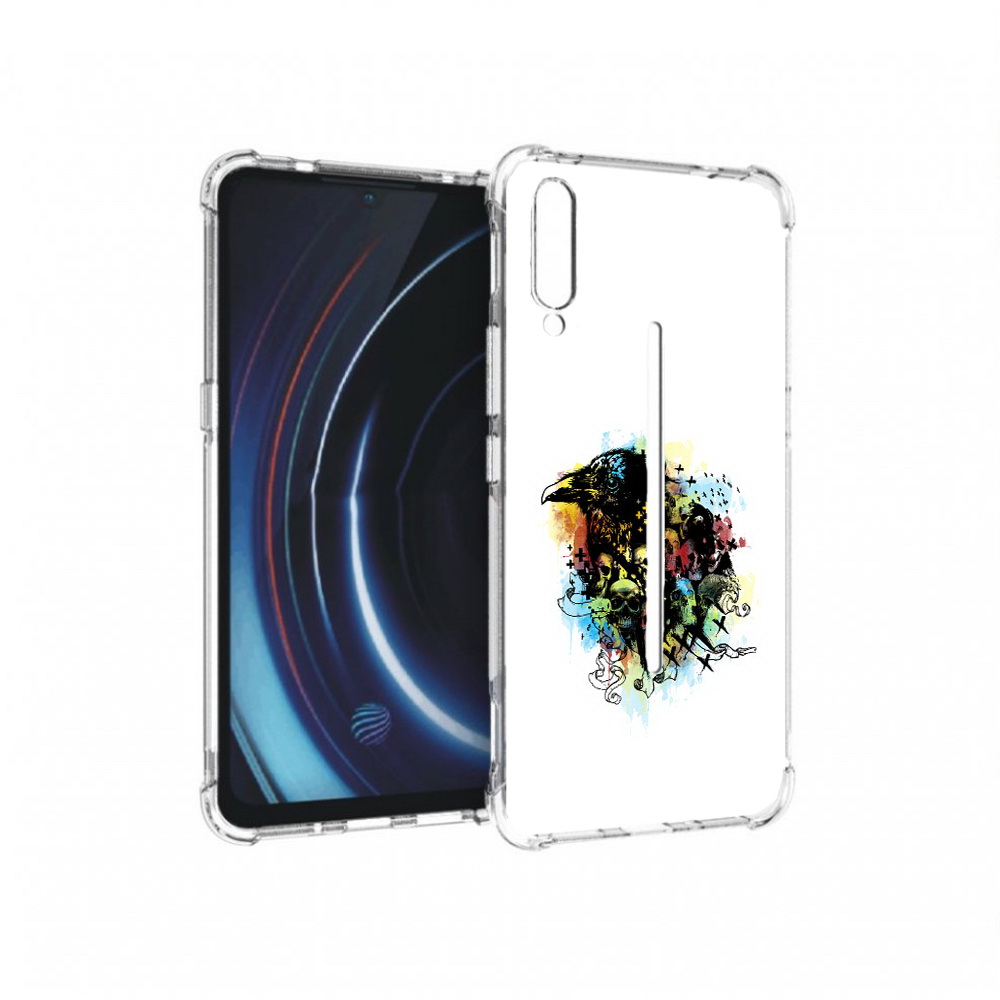 

Чехол MyPads Tocco для Vivo iQOO ворон и черепа (PT226955.389.273), Прозрачный, Tocco