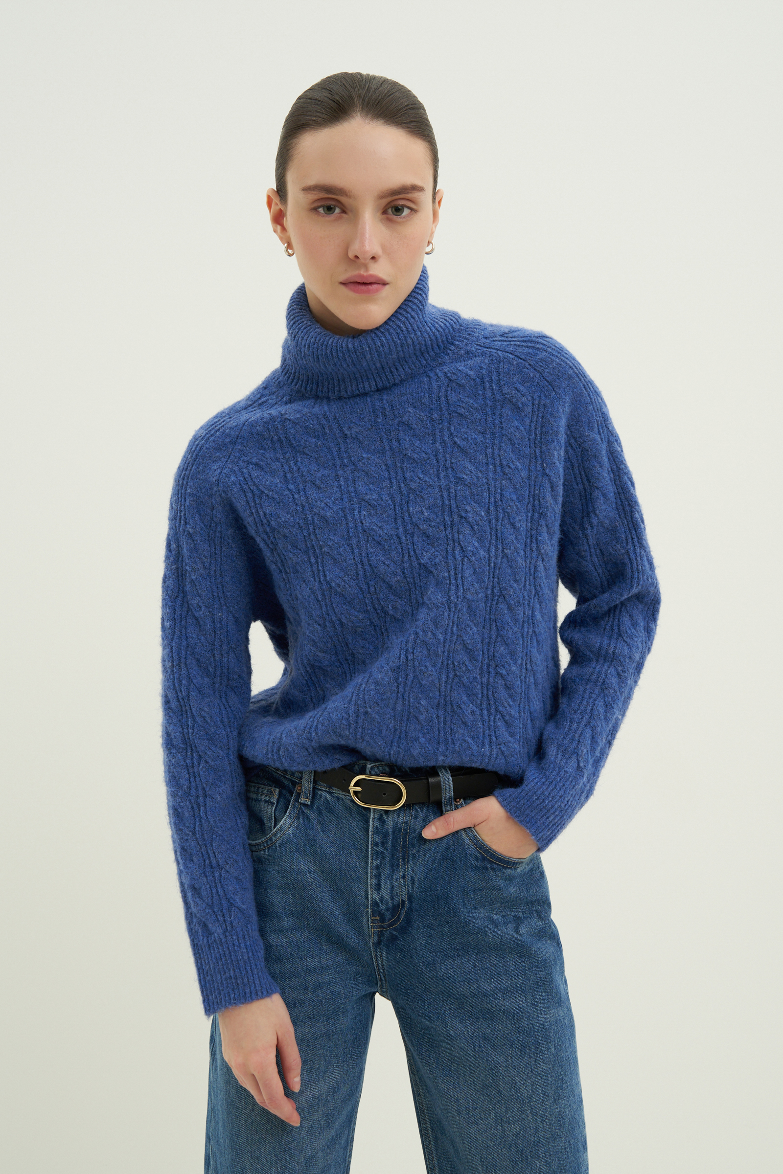 

Свитер женский Finn Flare FWC11138 синий XL, FWC11138