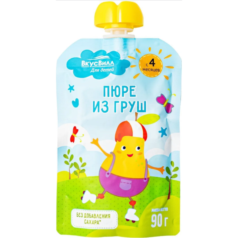 

Пюре ВкусВилл из груши с 4 месяцев 90 г, 1 шт., из груши