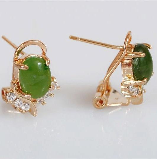 

Серьги из бижутерного сплава Lotus Jewelry 40E-043ja, нефрит/циркон, 40E-043ja