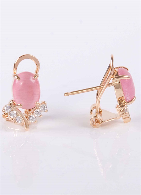 

Серьги из бижутерного сплава Lotus Jewelry 40E-43CA-pink, кошачий глаз, 40E-43CA-pink