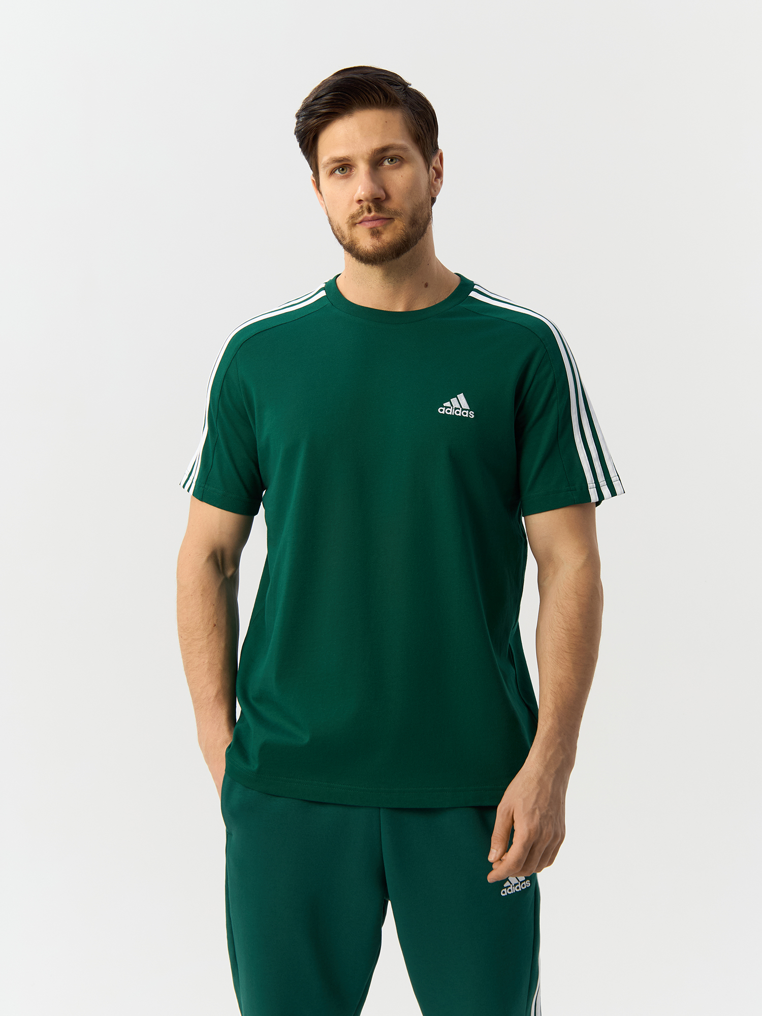 

Футболка мужская Adidas Essentials Single Jersey 3-Stripes IS1333 зеленая M, Зеленый, Essentials Single Jersey 3-Stripes