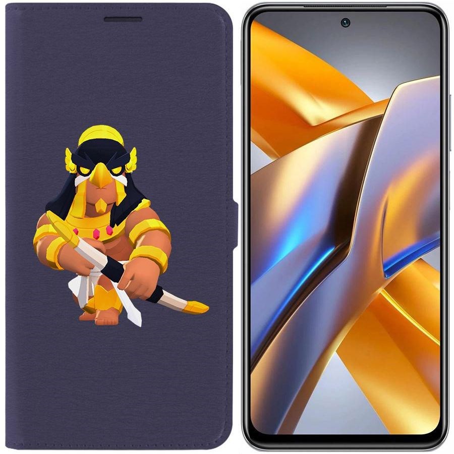 

Чехол-книжка Eco для Poco M5s Brawl Stars-Бо Хорус (синий)