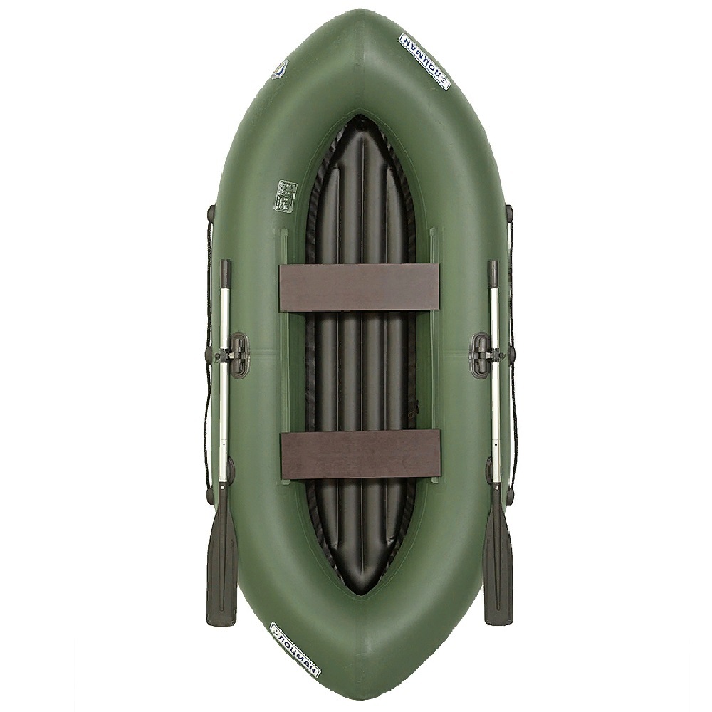 фото Лодка гребная сплавная с надувным дном лоцман турист 300 внд (зеленый)
