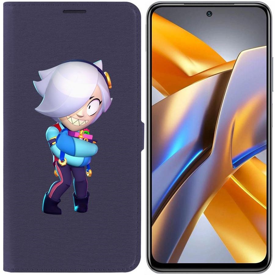 

Чехол-книжка Eco для Poco M5s Brawl Stars-Колетт (синий)
