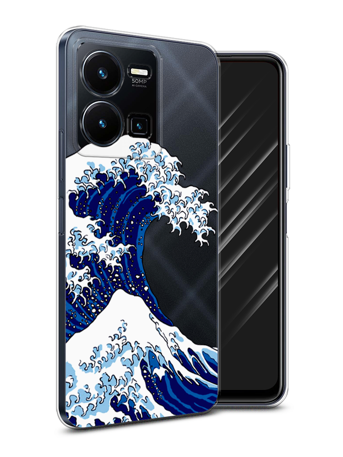 

Чехол Awog на Vivo Y35 4G / Виво Y35 4G "Волна в Канагаве", Синий;белый