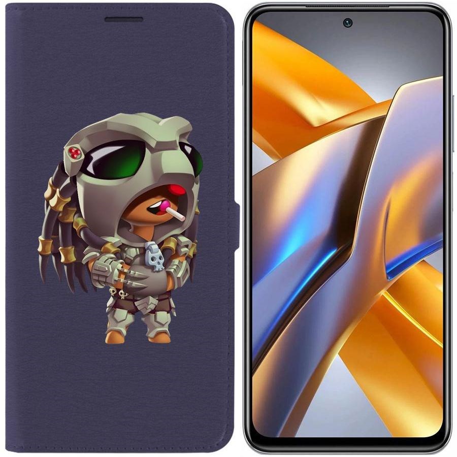 

Чехол-книжка Eco для Poco M5s Brawl Stars-Леон Хищник (синий)