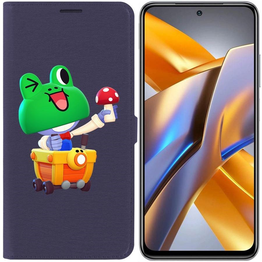 

Чехол-книжка Eco для Poco M5s Brawl Stars-Леонард Карл (синий)