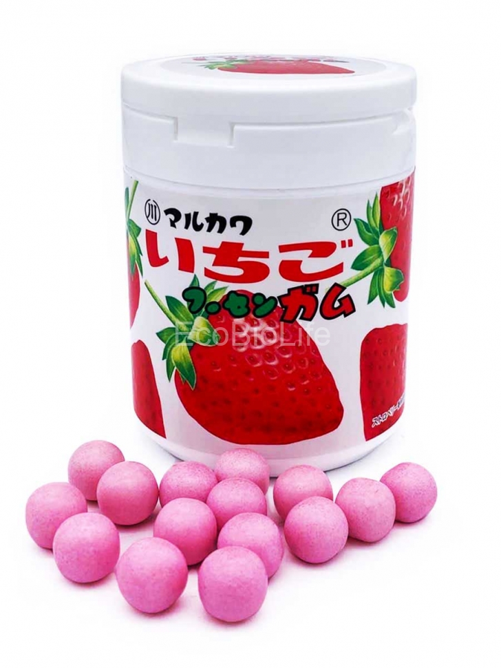 фото Marukawa жевательная резинка клубника (банка) strawberry bottle gum, 130 г