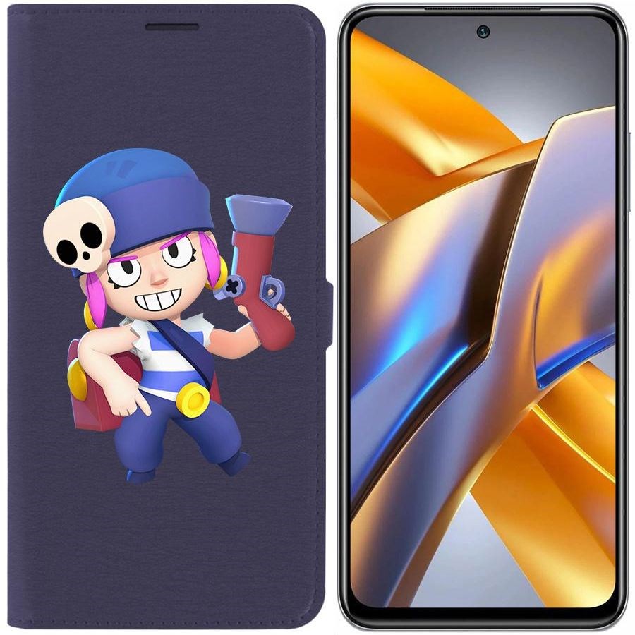 

Чехол-книжка Eco для Poco M5s Brawl Stars-Пенни (синий)