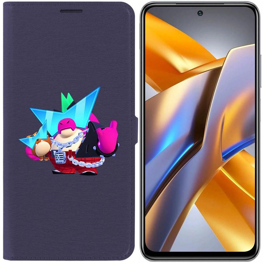 

Чехол-книжка Eco для Poco M5s Brawl Stars-Плохиш Базз (синий)
