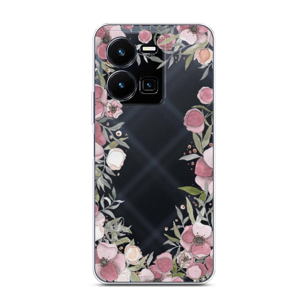 

Чехол Awog на Vivo Y35 4G / Виво Y35 4G "Розовая цветочная рамка", Розовый;зеленый