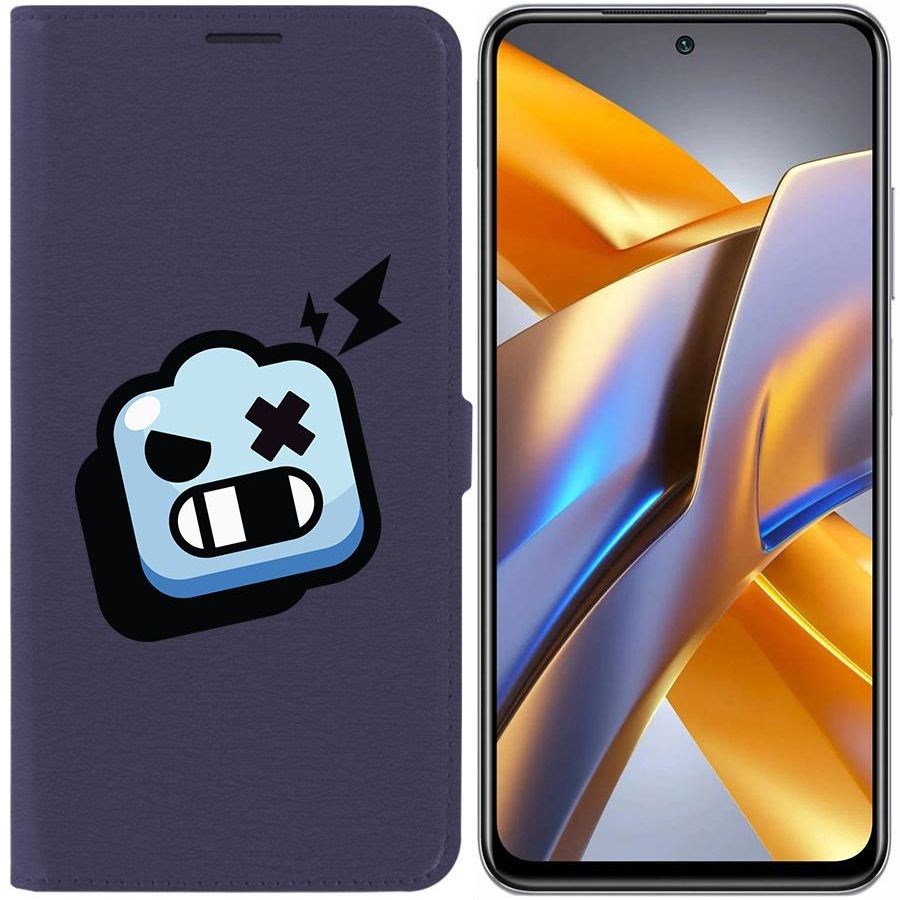 

Чехол-книжка Eco для Poco M5s Brawl Stars-Роборубка (синий)
