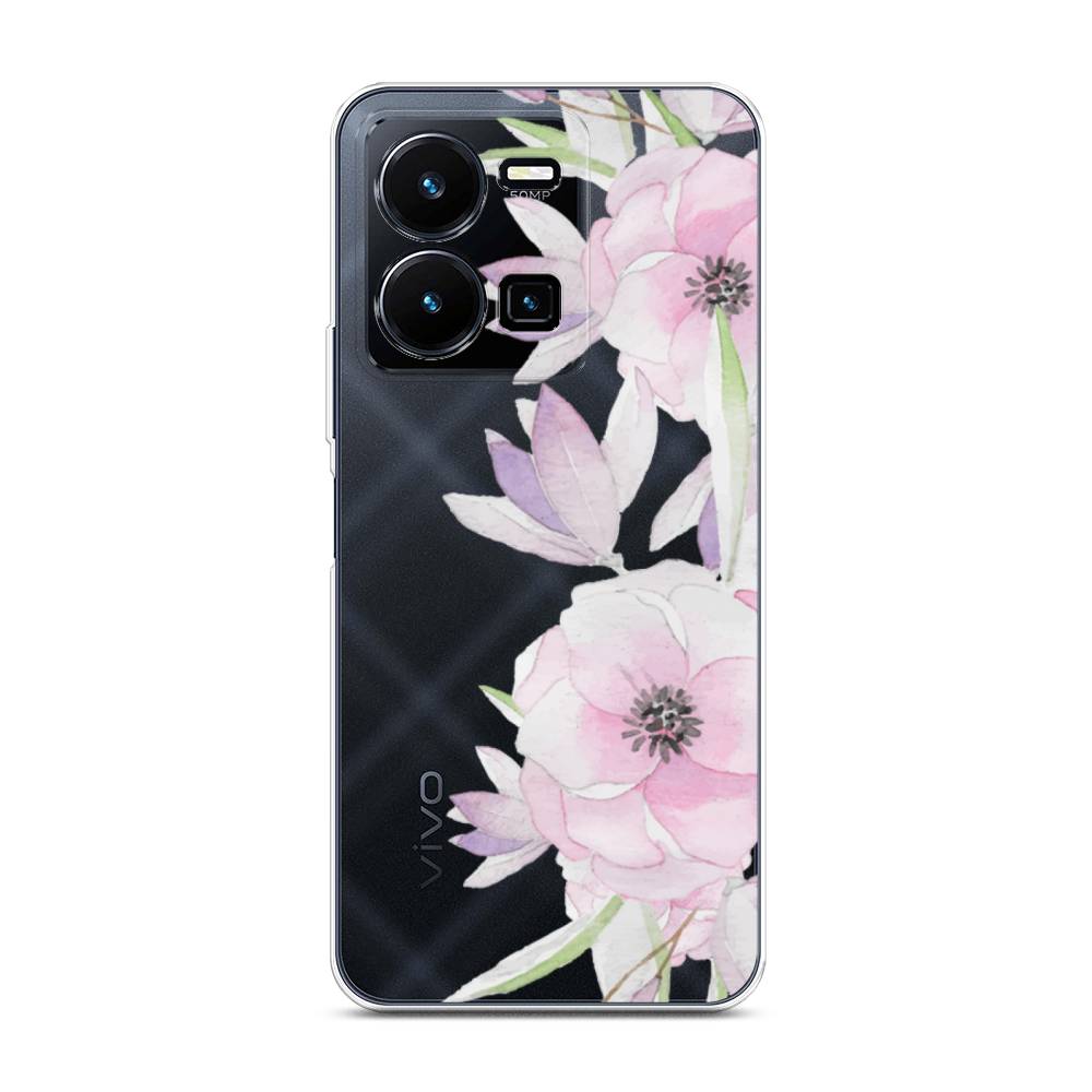 

Чехол Awog на Vivo Y35 4G / Виво Y35 4G "Нежные анемоны", Розовый;черный;фиолетовый
