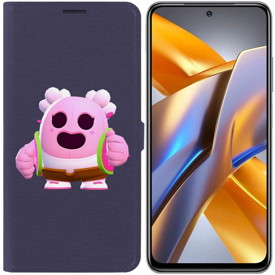 

Чехол-книжка Eco для Poco M5s Brawl Stars-Сакура Спайк (синий)