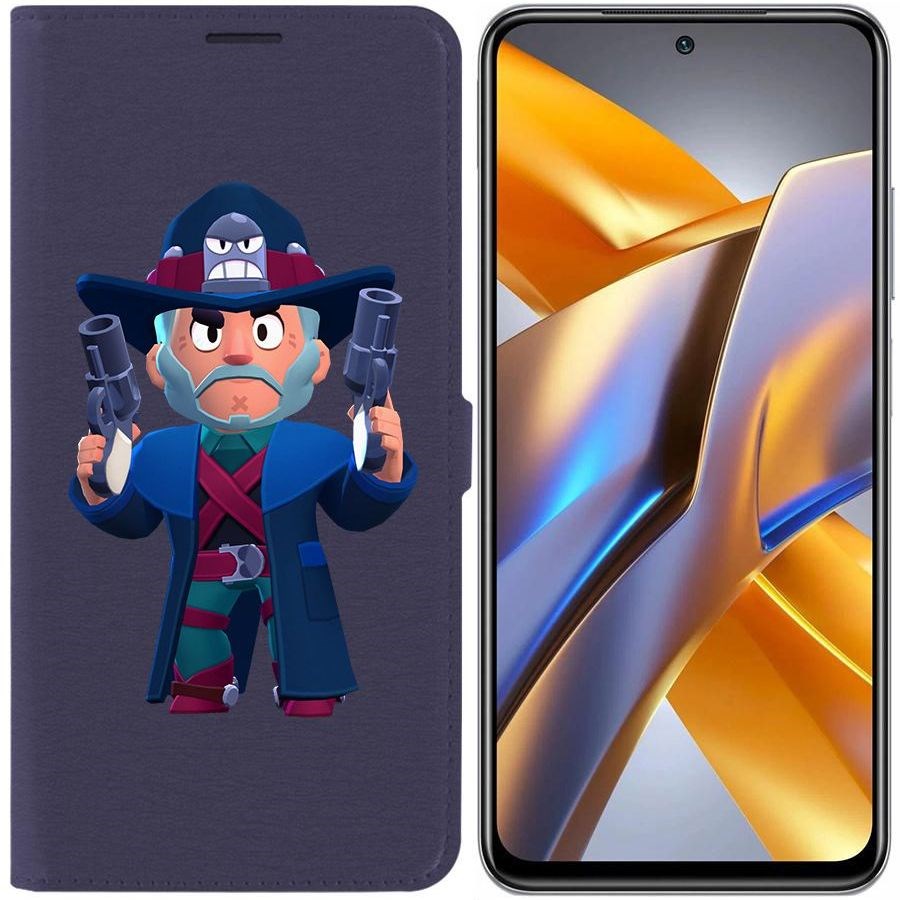 

Чехол-книжка Eco для Poco M5s Brawl Stars-Стрелок Кольт (синий)
