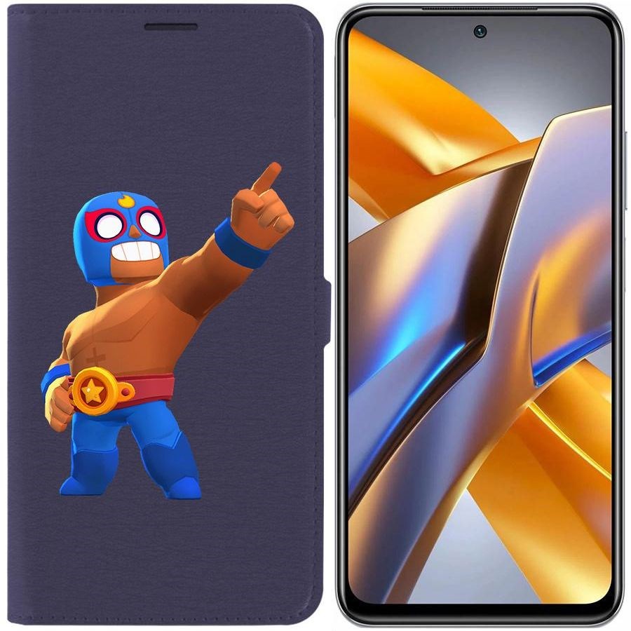 

Чехол-книжка Eco для Poco M5s Brawl Stars-Эль Примо (синий)