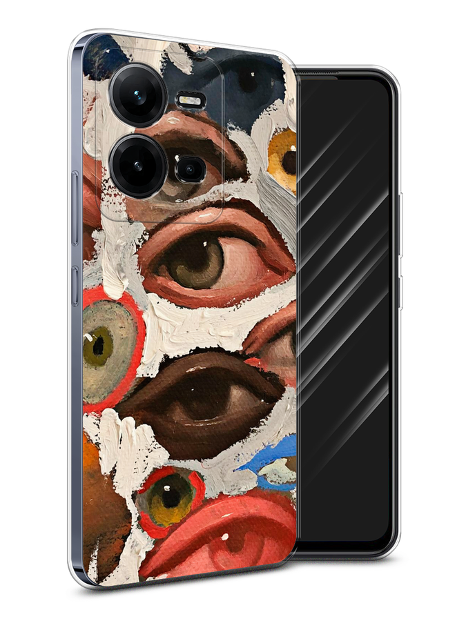 

Чехол Awog на Vivo V25 / Виво V25 "Глаза масляная живопись", Серый;бежевый;красный