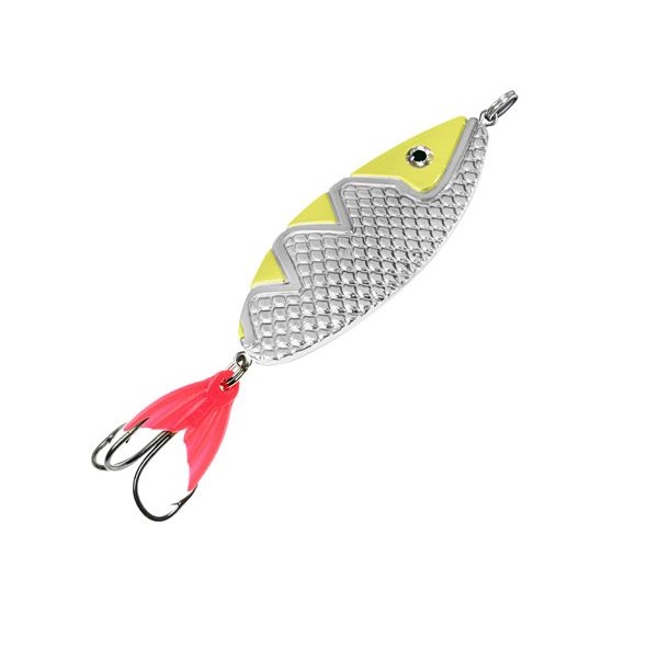 Блесна для рыбалки AQUA СПИНКА 42,0g цвет 04 (серебро, желтый металлик), 1 штука