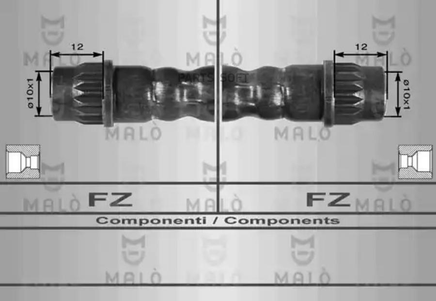Шланг Тормозной Malo арт. 8516